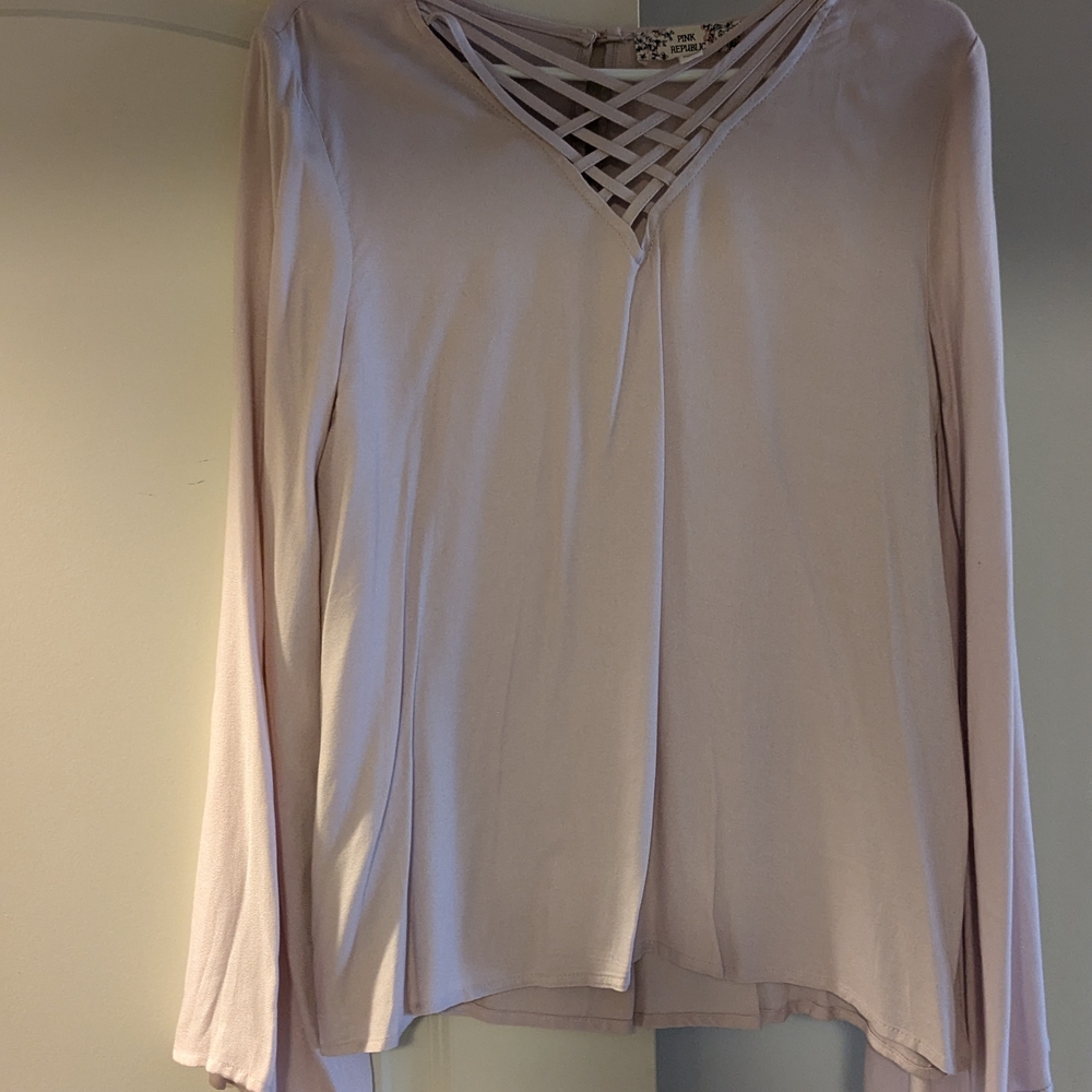 Pink Republic Tan Long Sleeve Cut Out Blouse